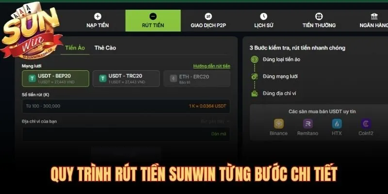 Toàn bộ hành trình rút tiền Sunwin từ liên kết đến nhận tiền